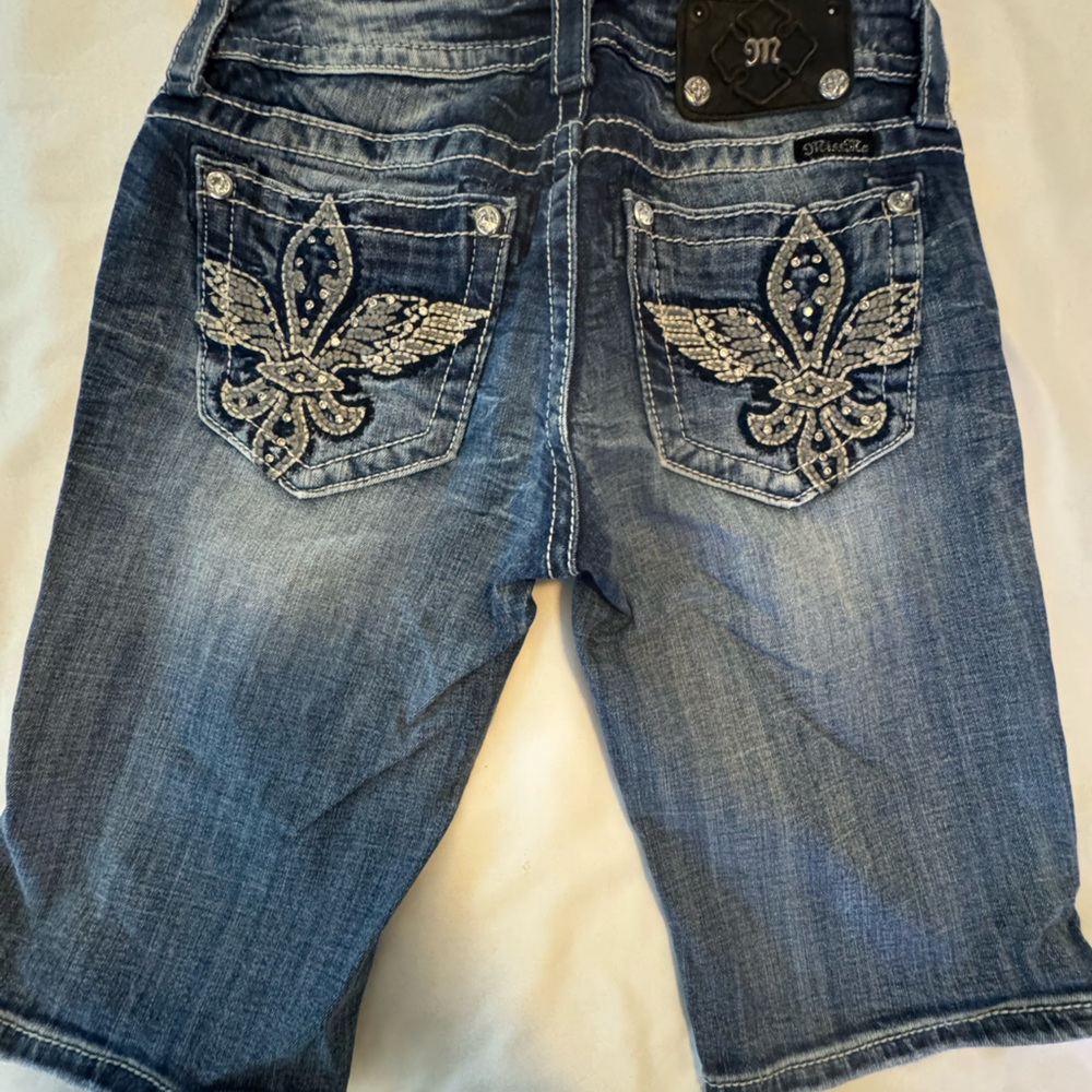 Miss Me Women's Bermuda Blue Embellished Jean Shorts